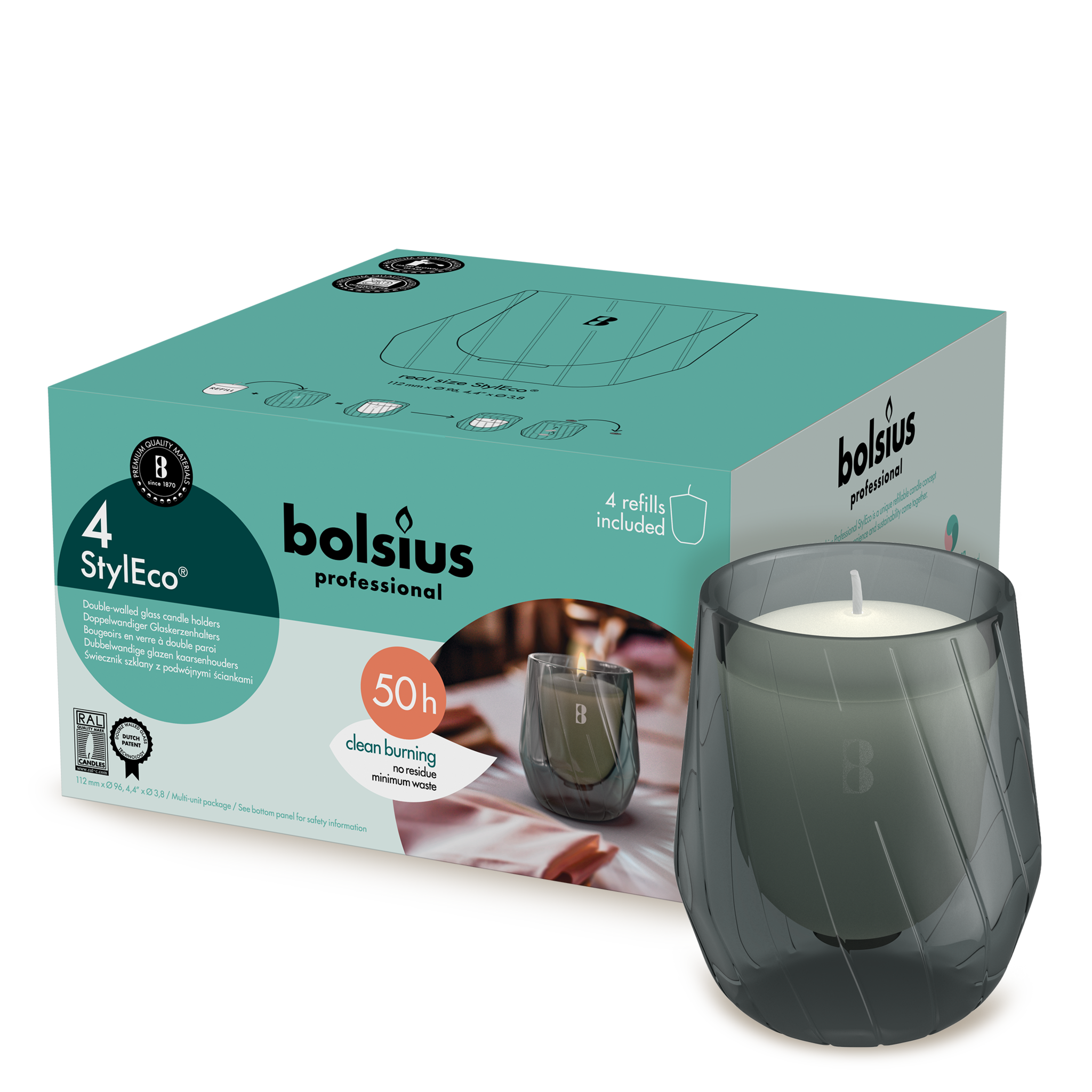 Bolsius Professional Houder Grijs StylEco