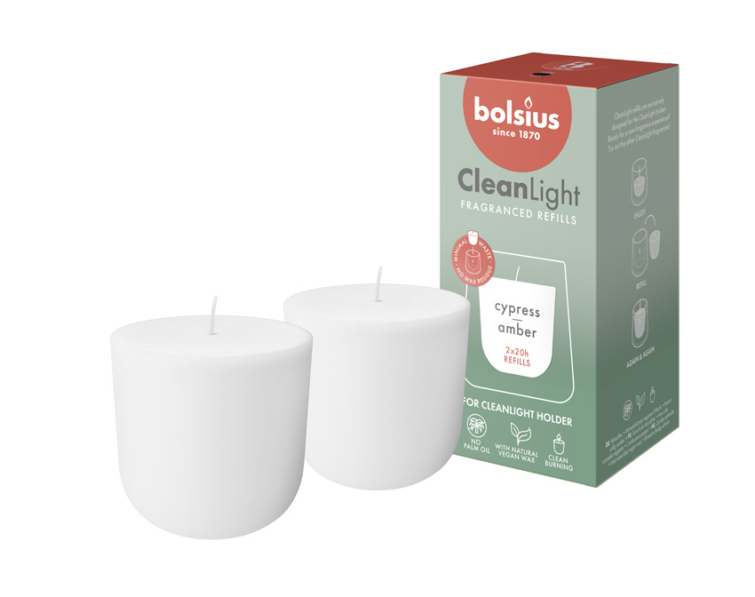 Bolsius CleanLight navulbare geurkaars - Cypress & Amber