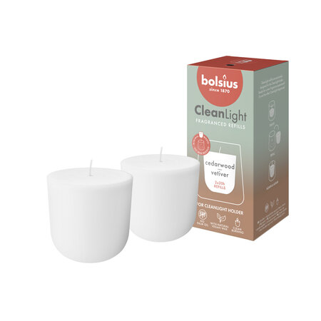 Bolsius Bolsius CleanLight Nachfüllkerzen - Cedarwood & Vetiver, 20Std 2erPack