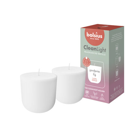 Bolsius Bolsius CleanLight Nachfüllkerzen - Gardenia & Fig, 20Std 2erPack