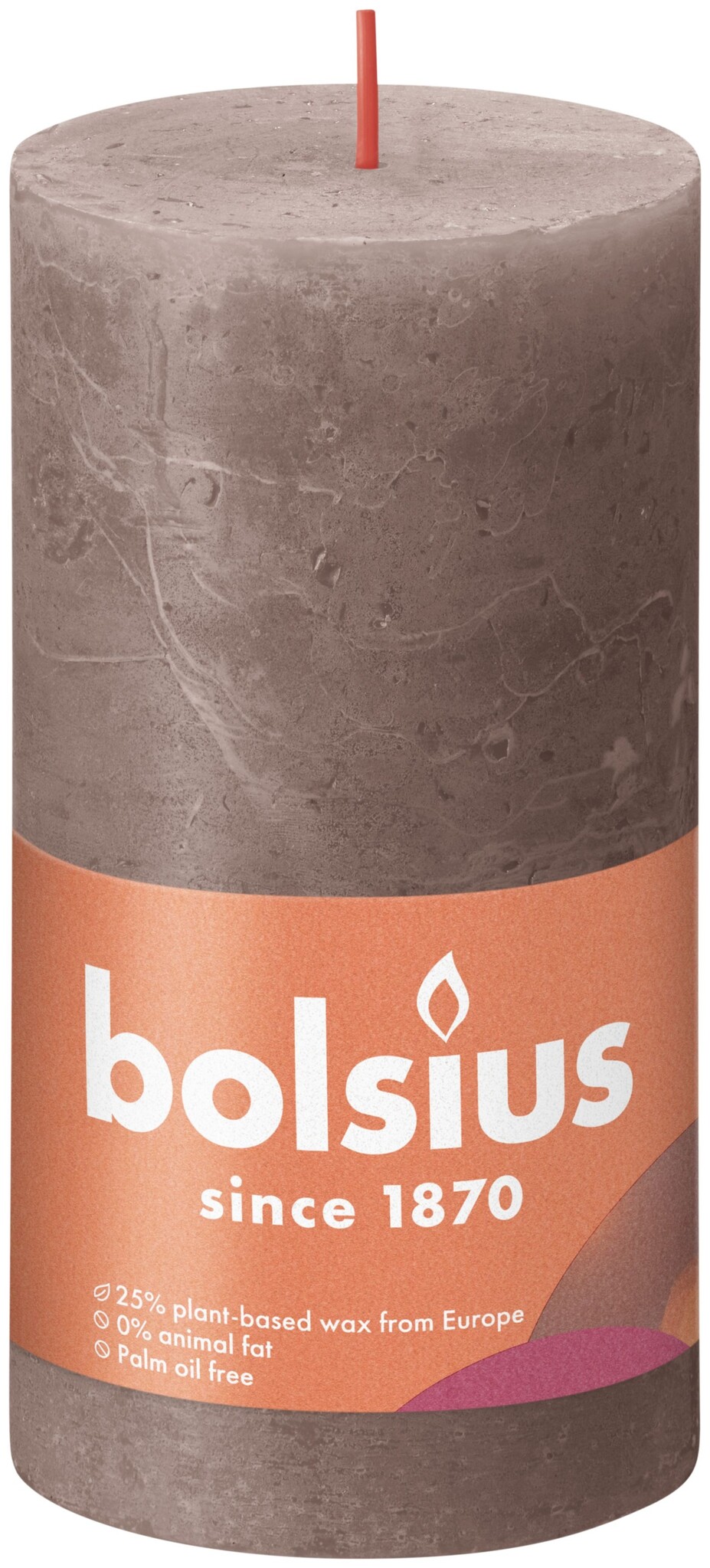Bolsius Professional Rustik Stumpen Kerzen 130x68 mm Taupe, 6 Stück