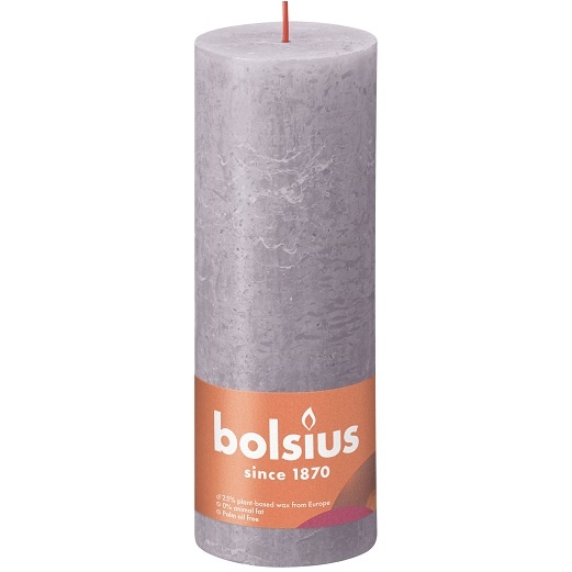 Bolsius Rustieke Stompkaars 190/68 Bevroren Lavendel (4 stuks)