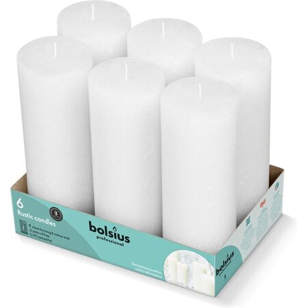 Bolsius Professional Rustik Stumpen Kerzen 190x68 mm weiß, 6 Stück