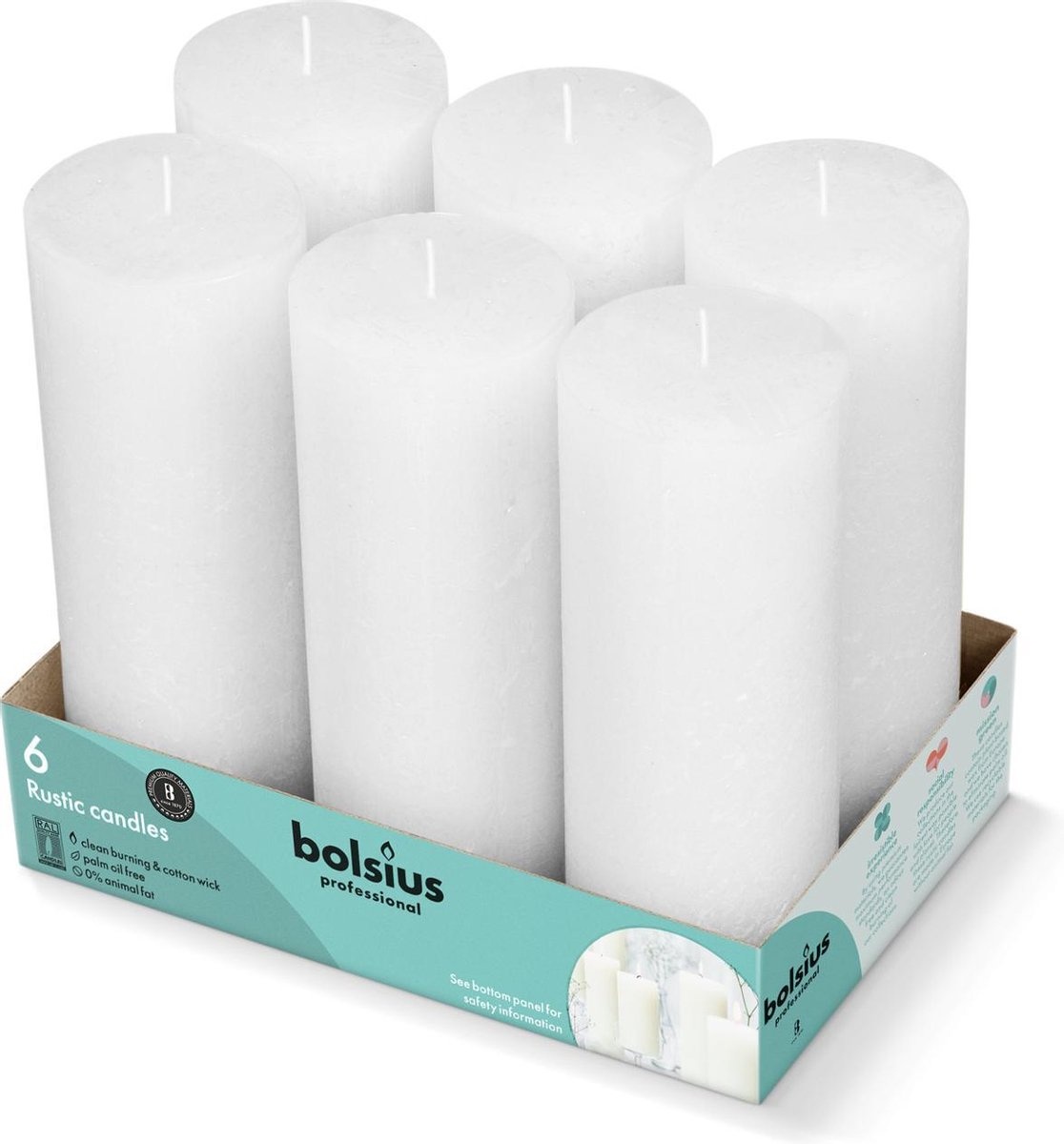Bolsius Professional Rustieke Stompkaars 190/68 Wit (6 stuks)