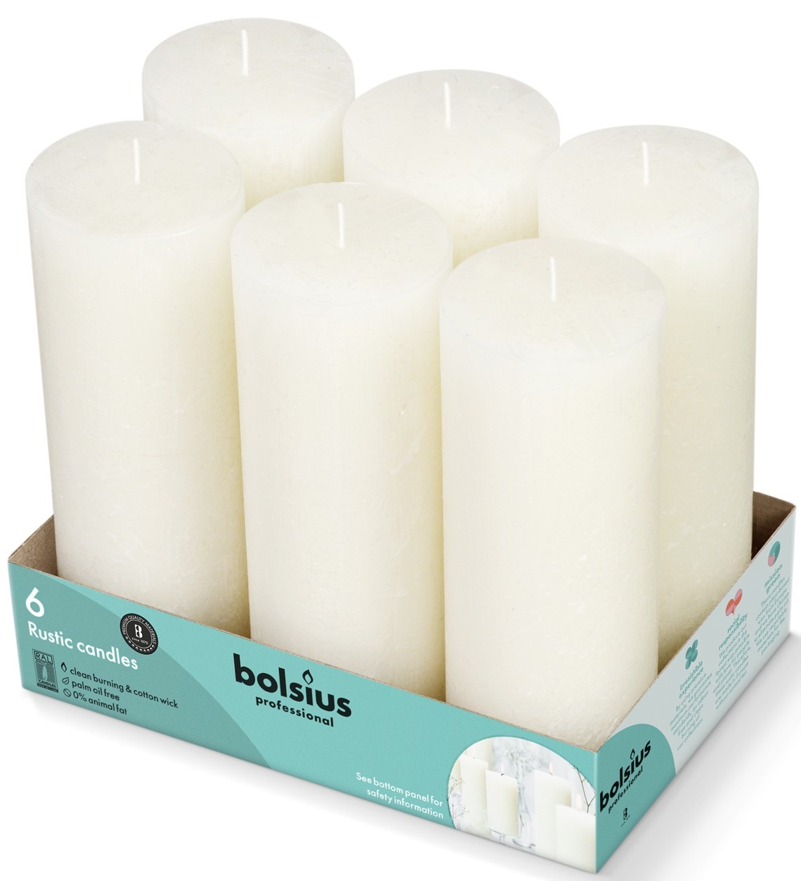 Bolsius Professional Rustieke Stompkaars 190/68 Ivoor (6 stuks)