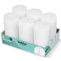 Rustik Stumpen Kerzen 130x68 mm Weiß, 6 Stück