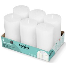 Rustik Stumpen Kerzen 130x68 mm Weiß, 6 Stück