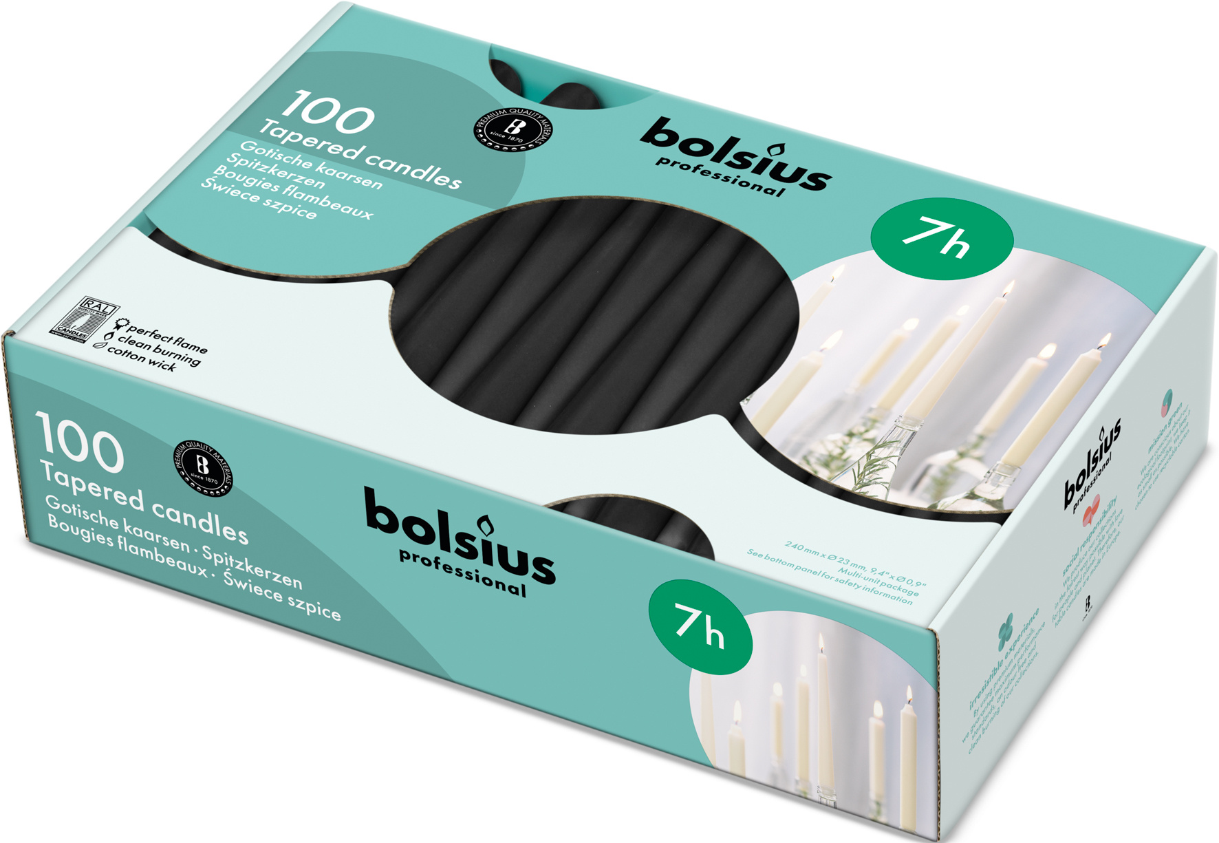 Bolsius Professional Spitzkerzen schwarz 100 Stück