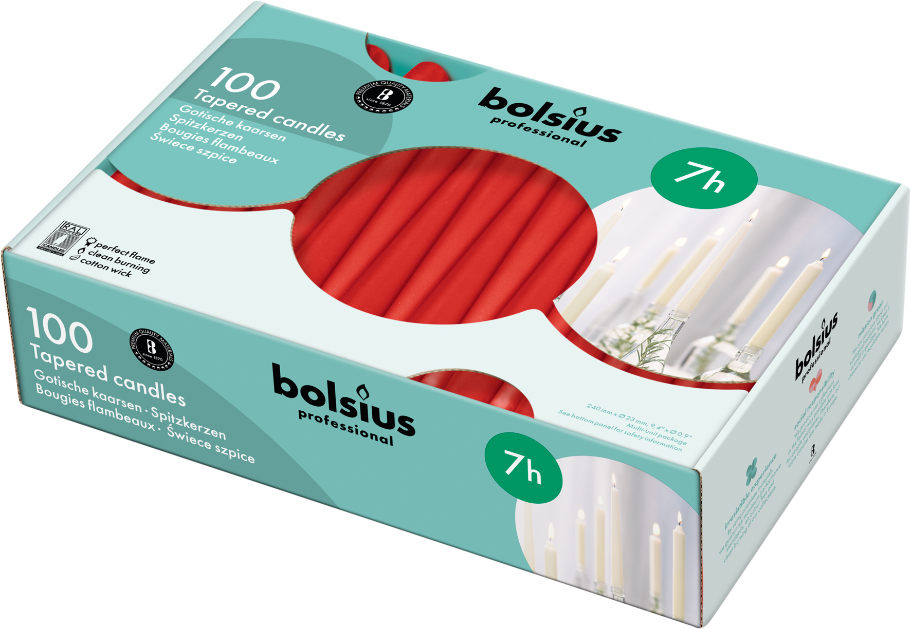 Bolsius Professional Spitzkerzen Rot 100 Stück