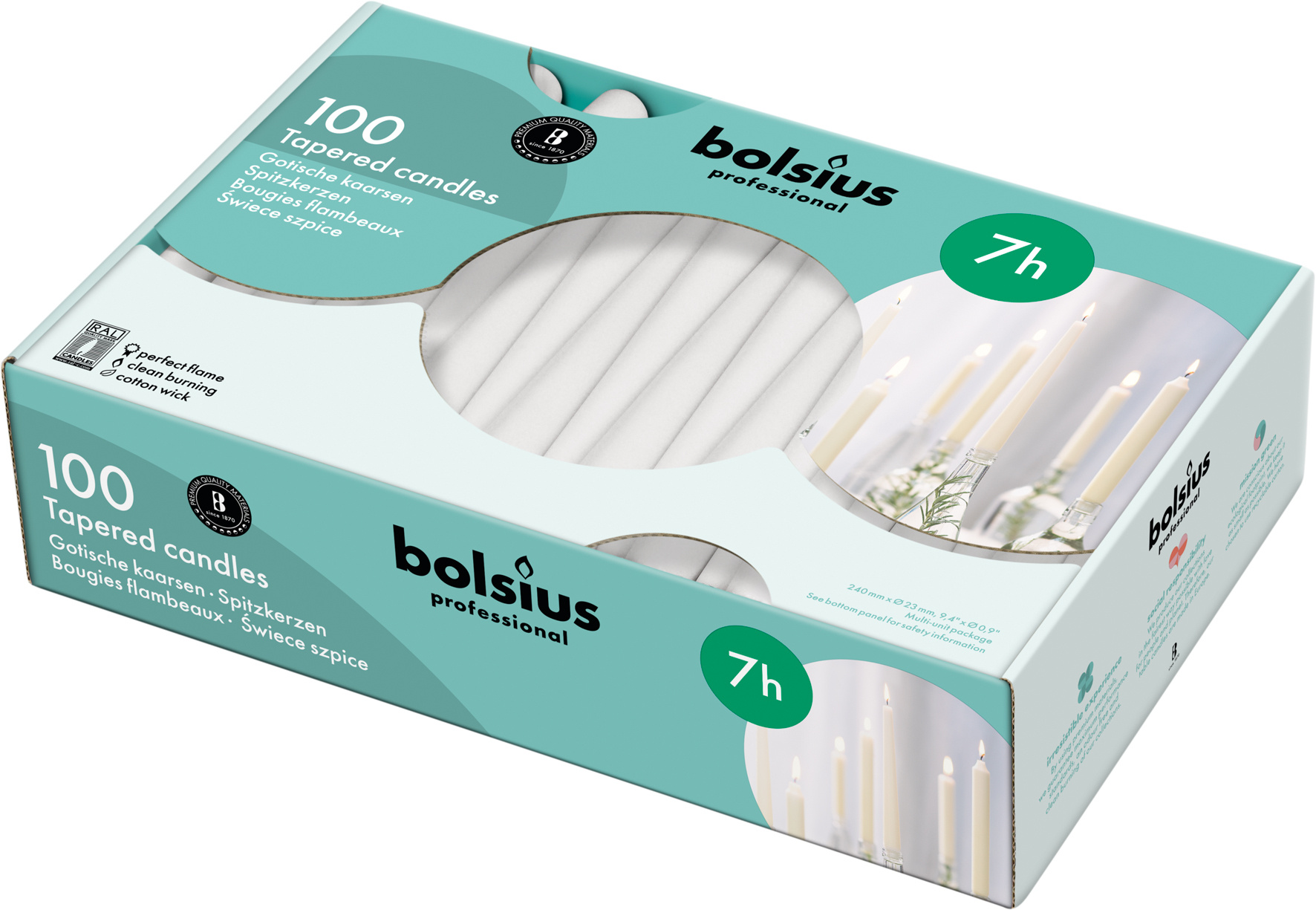 Bolsius Professional Gotische Kaars Wit, 100 stuks