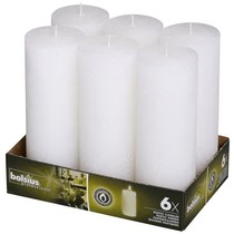 Rustik Stumpen Kerzen 190x68 mm weiß, 6 Stück