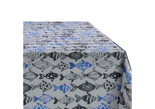 Tafelkleed Gecoat Visjes - 140 x 250 cm - Blauw/Zwart 