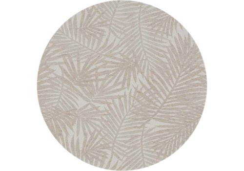 Rond Tafelkleed Gecoat - Ø 160 cm - Palm Leaves- Jacquard - Beige 