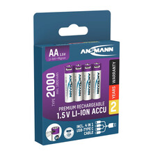 Ansmann Li-Ion Accu mignon AA 2000 mAh with USB-C charging port