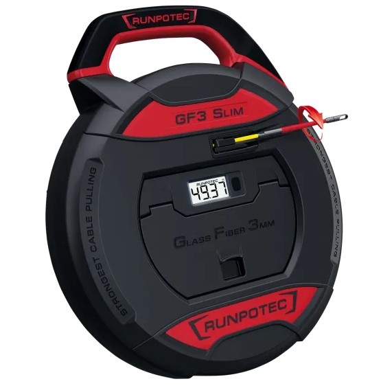 Runpotec GF3 SlimTrekveer met 30 meter ø 3mm glasvezel en Digitale meter teller