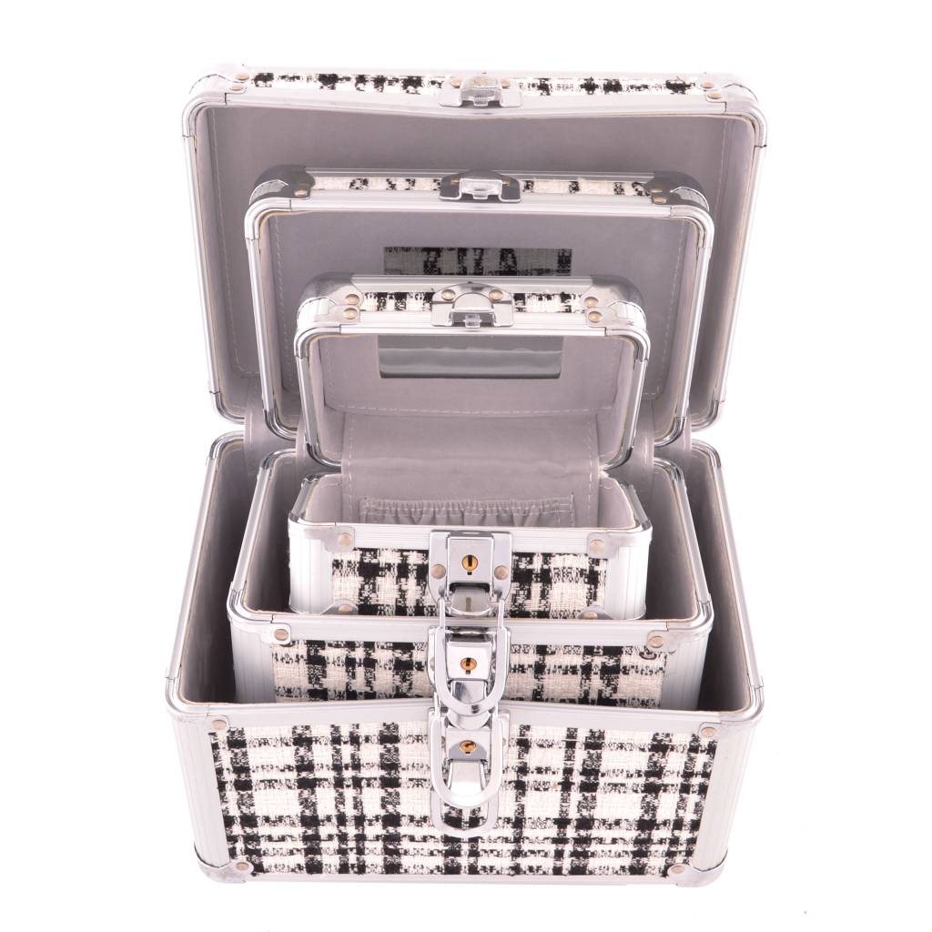 Beautycase Set Ruit 3 stuks- Zwart/Wit