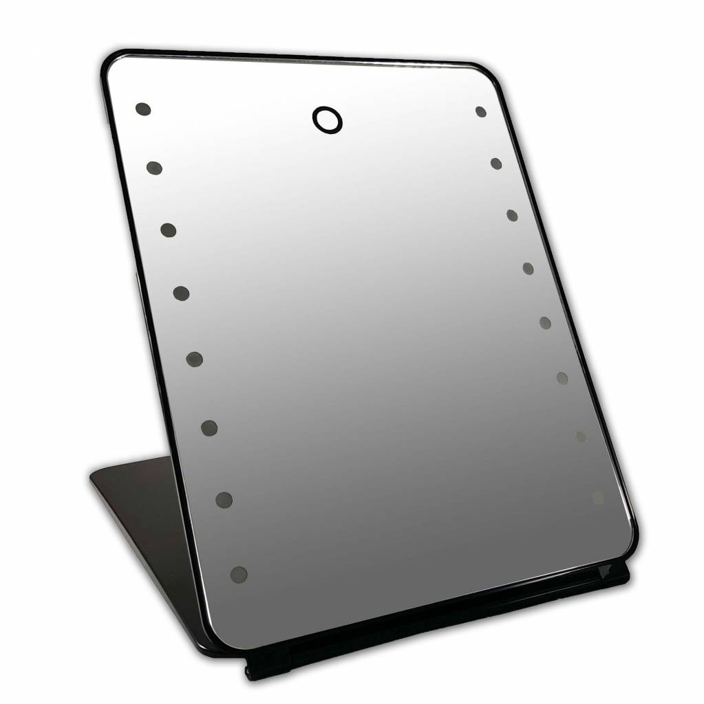 I-pad Make-up Spiegel zwart 16x LED met Touch Sensor| Accu
