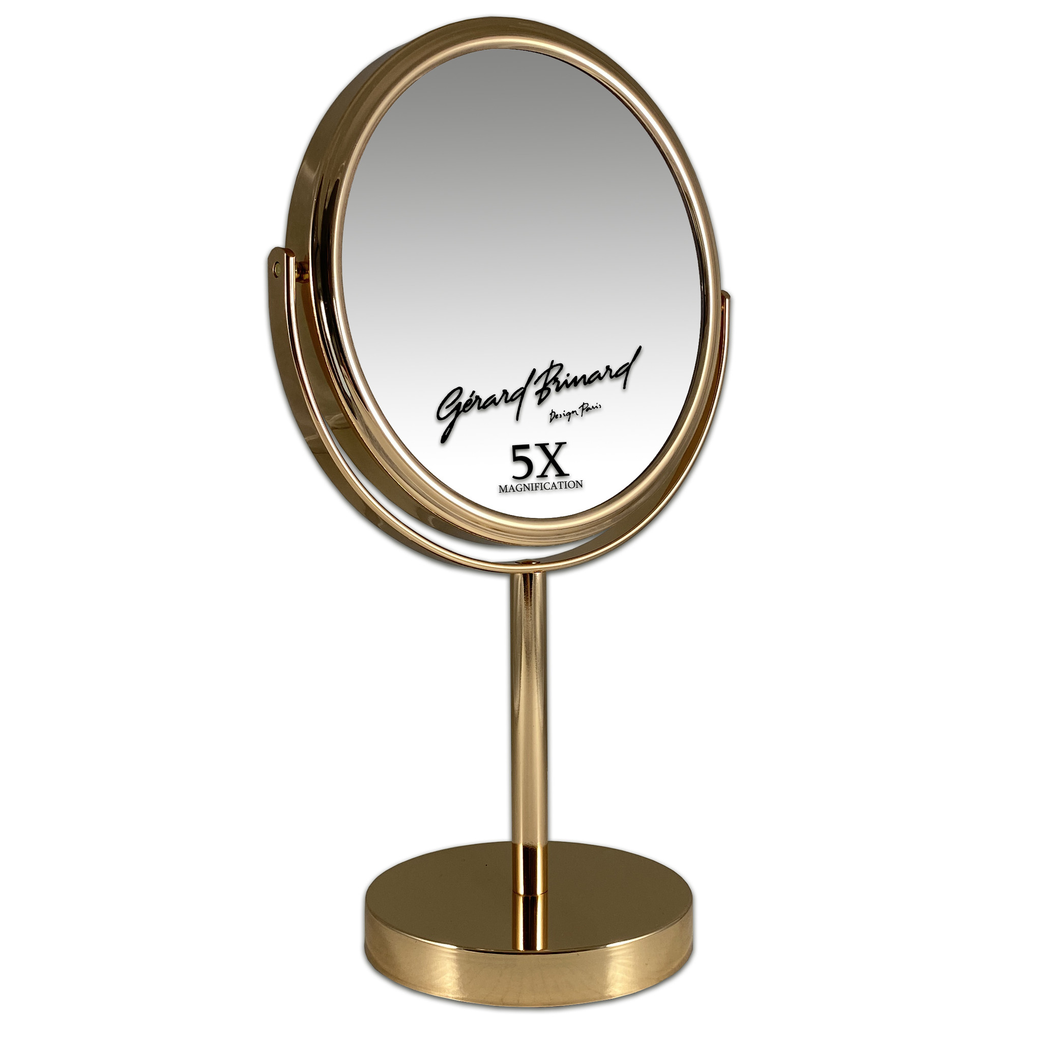 Metalen make-up spiegel goud- 5x vergroting 18cmØ