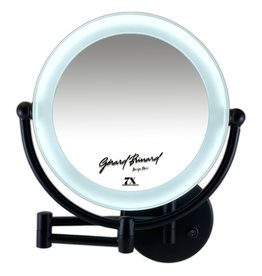 Gérard Brinard Metalen verlichte Make-up LED Spiegel Mat zwart 7x vergroting 19cm doorsnee, inculsief 4x AA batterijen en USB stroomkabel