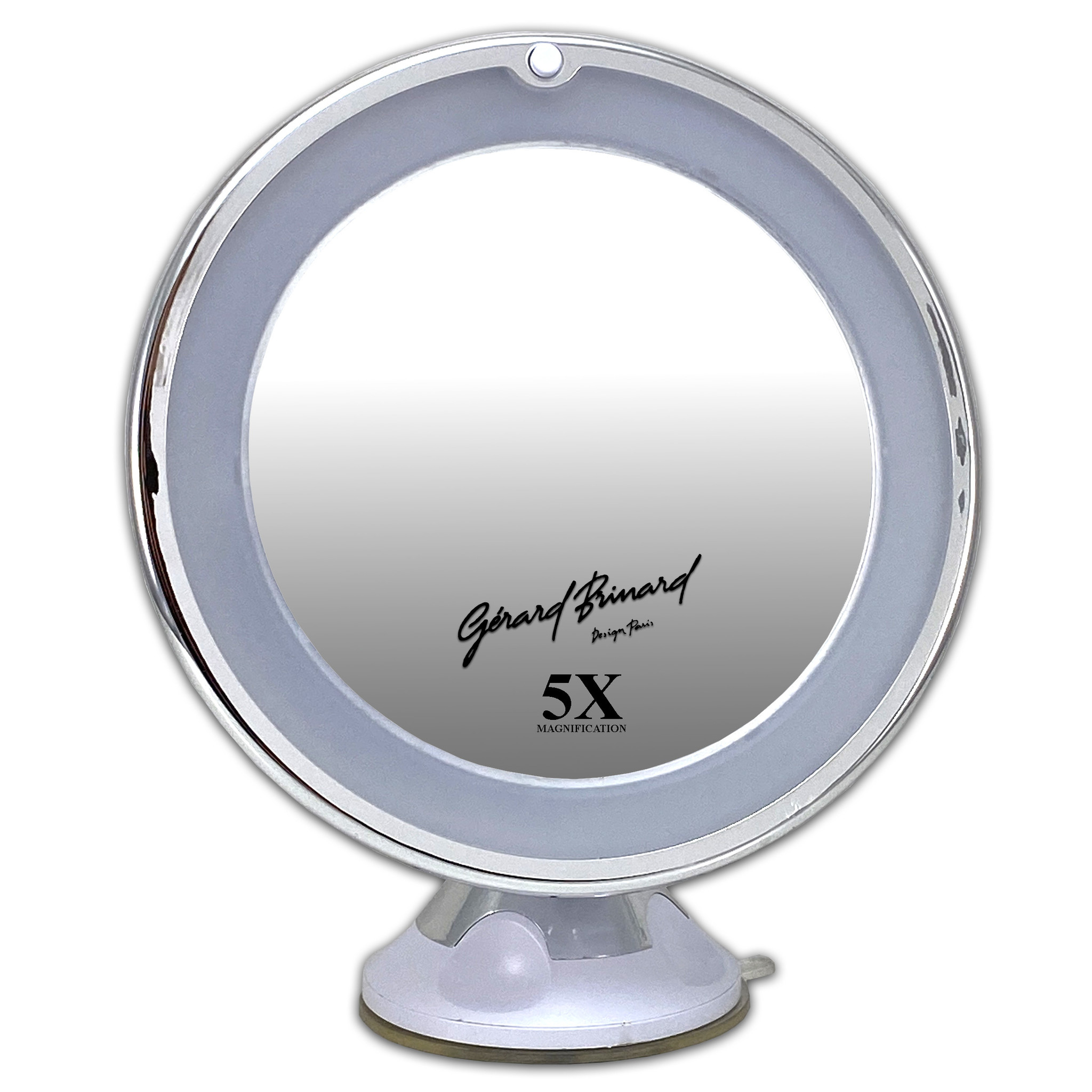 zuignap spiegel - LED make up spiegel - 5X vergroting - 360° verstelbaar -12CM doorsnee - batterijen