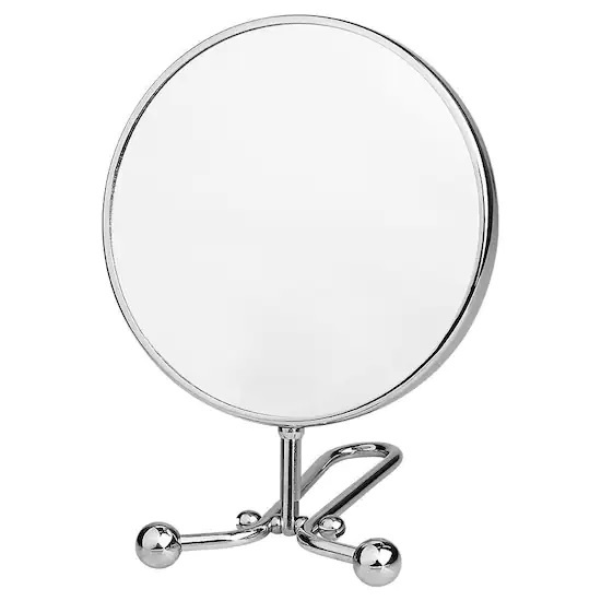 Hand/Stand Make-up spiegel zilver Ø15cm/7x vergroting