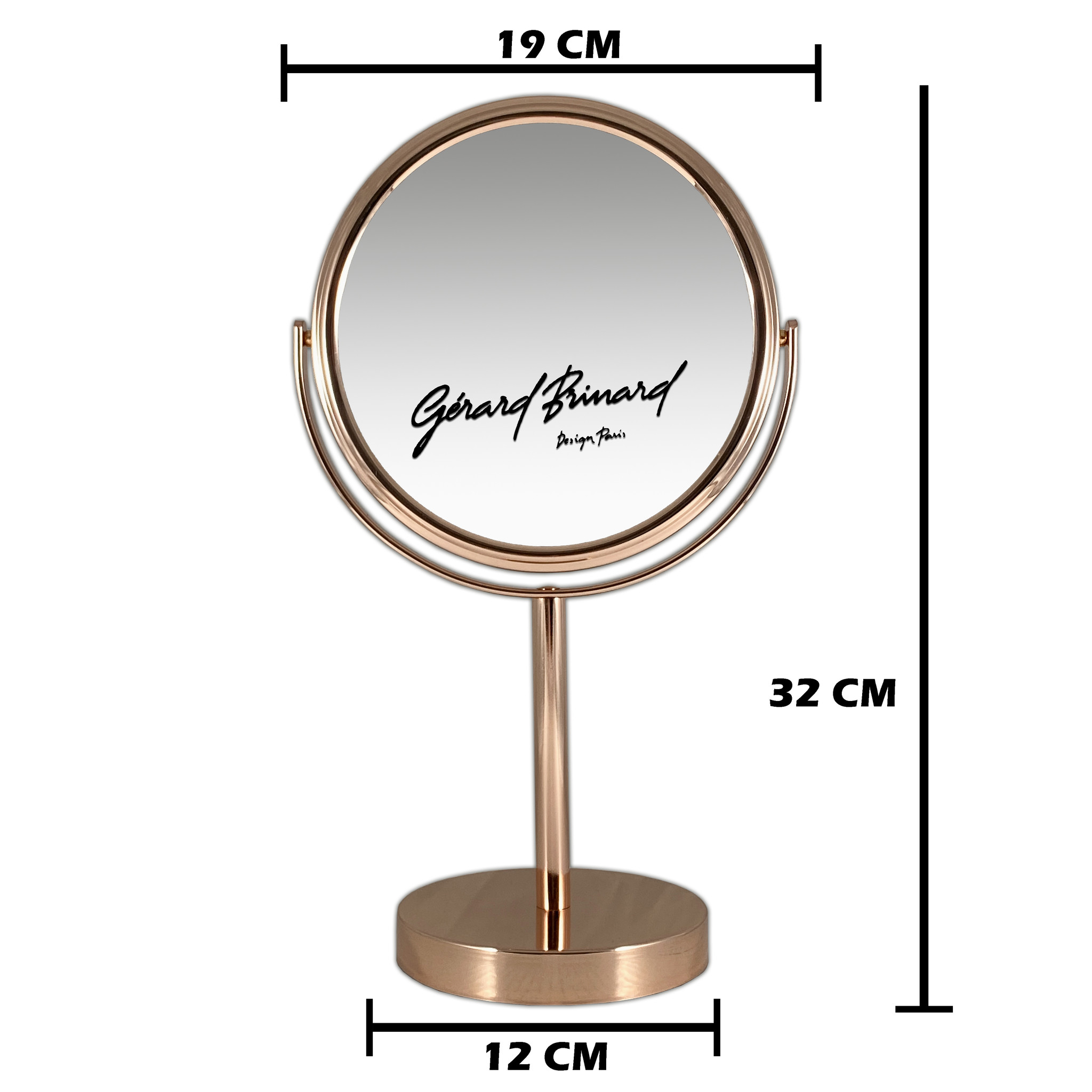 Gérard Brinard Metalen make-up spiegel rosegoud- 5x vergroting 18cmØ