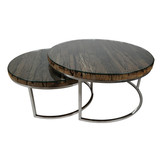 Salontafel Sleeper Wood set van 2 rond Zilver