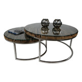 Salontafel Sleeper Wood set van 2 rond Zilver
