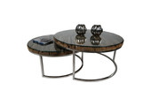 Salontafel Sleeper Wood set van 2 rond Zilver