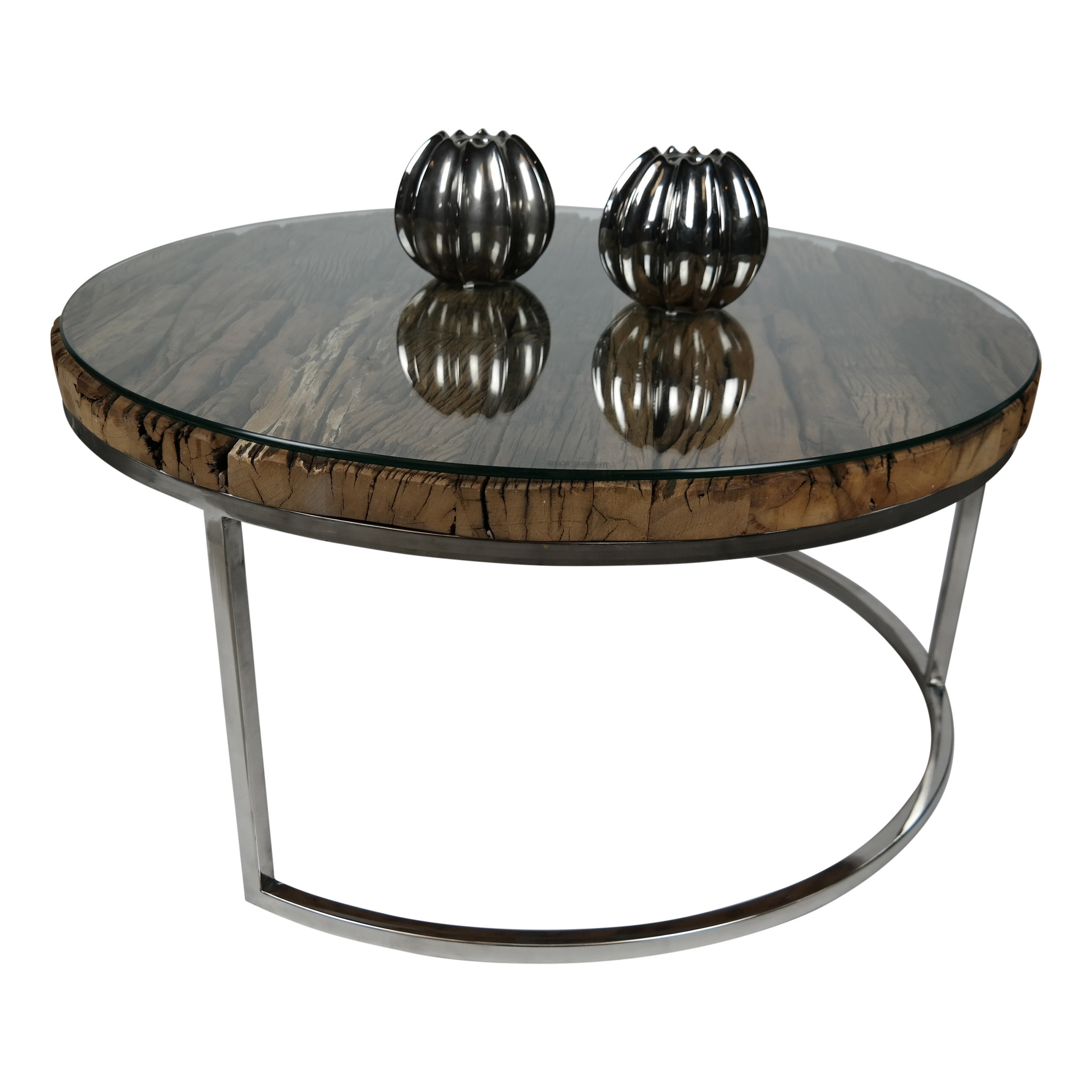 Salontafel Sleeper Wood set van 2 rond Zilver