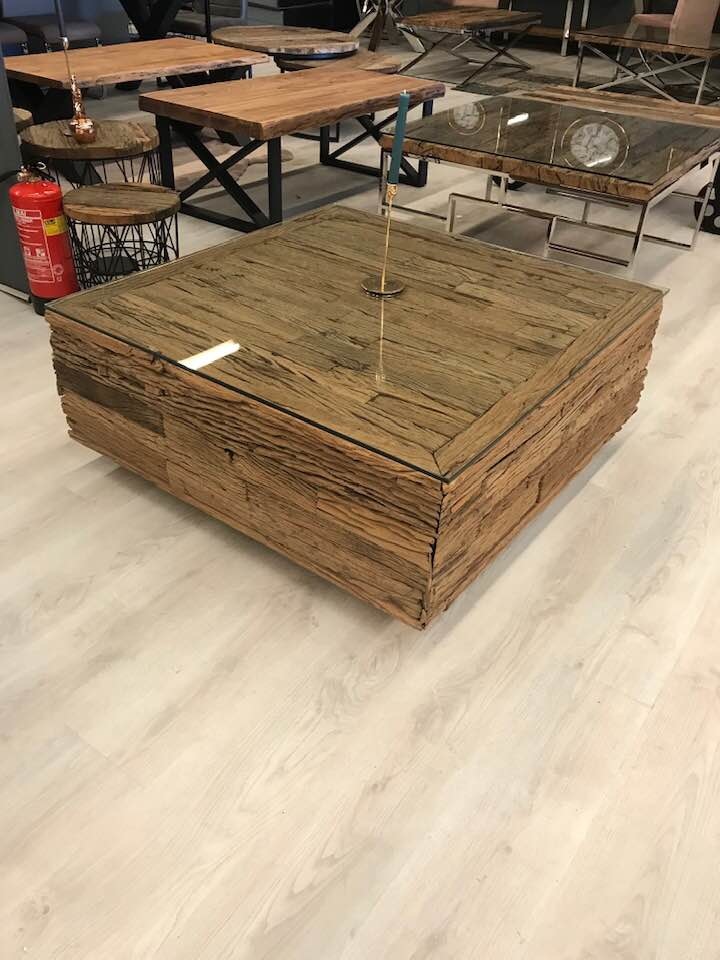 Blok Salontafel Sleeper Wood 100 x 100 cm