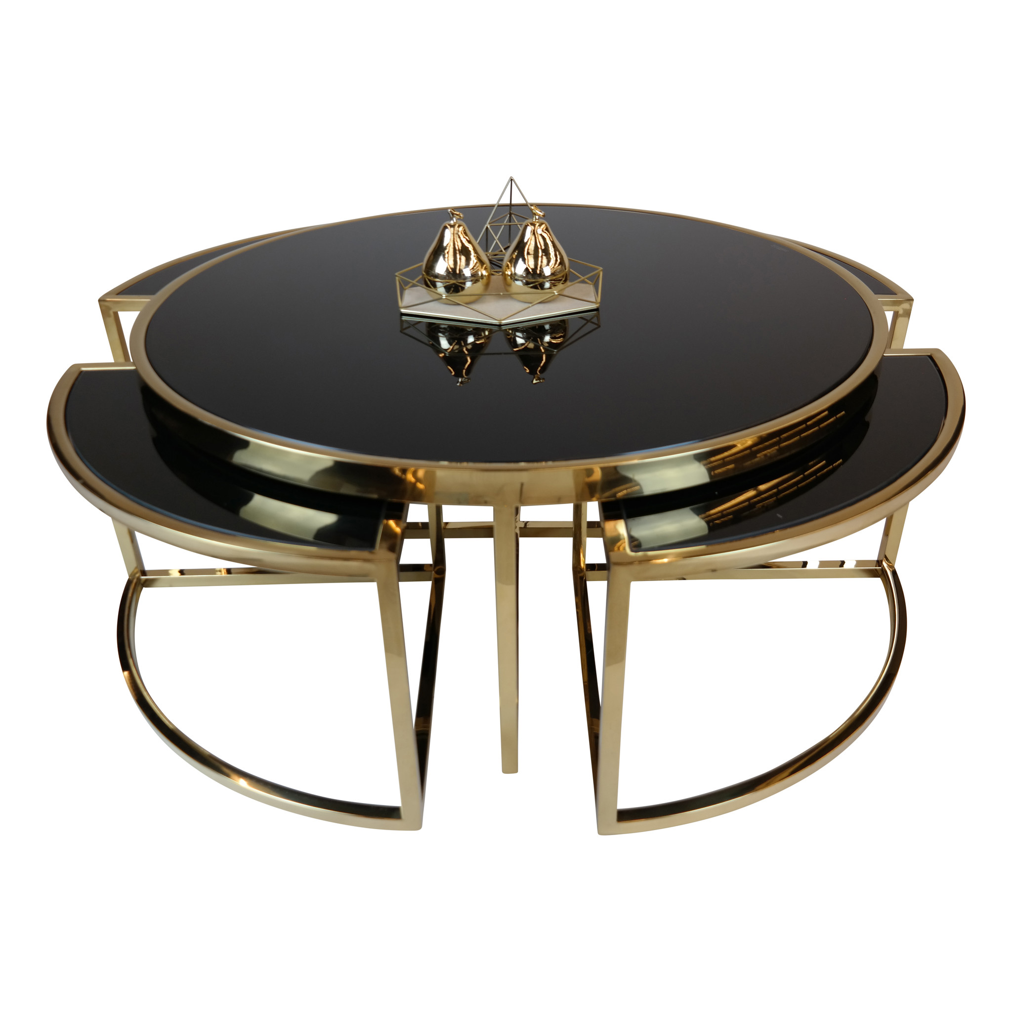 Salontafel Saba Goudkleurig - set van 5 - rond