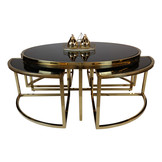 Salontafel Saba  Goudkleurig - set van 5 - rond