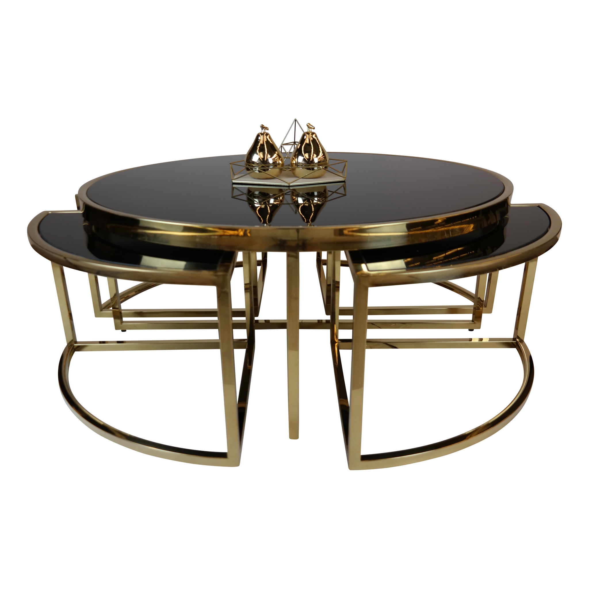 Salontafel Saba Goudkleurig - set van 5 - rond