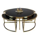 Salontafel Saba  Goudkleurig - set van 5 - rond
