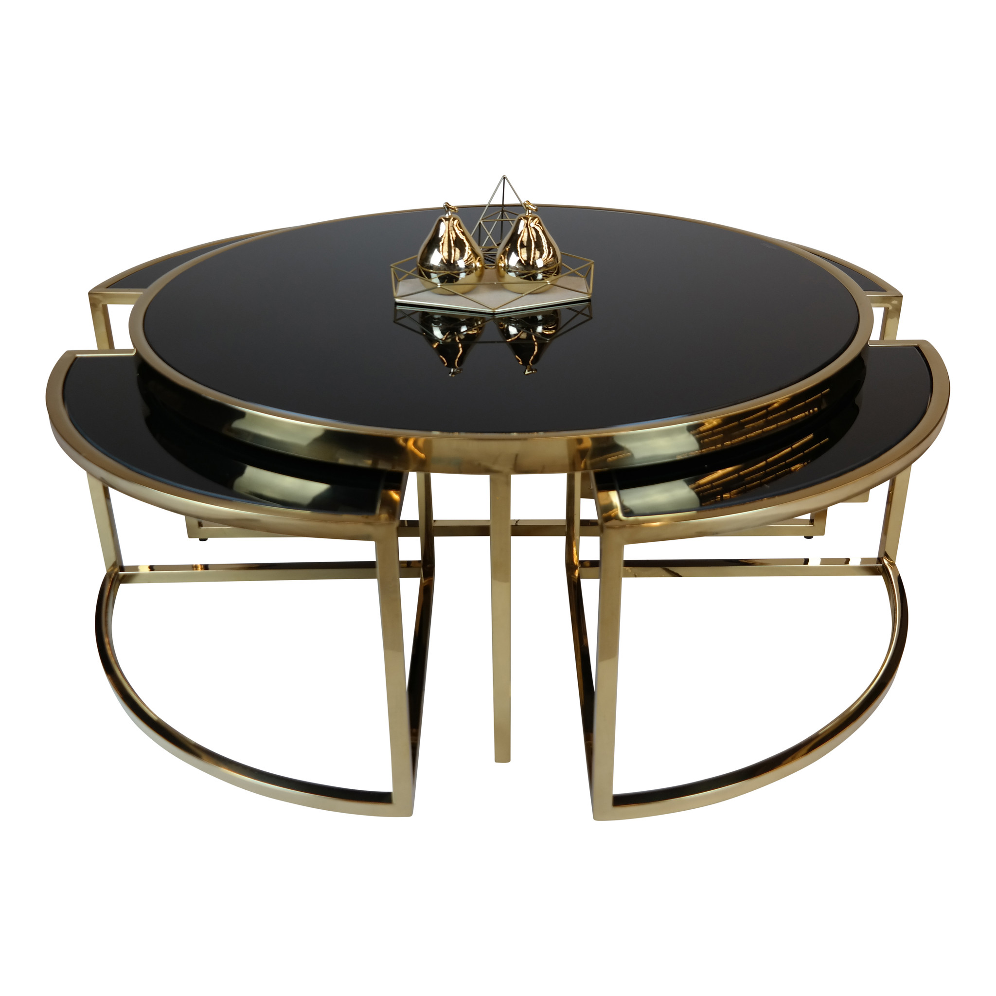 Salontafel Saba Goudkleurig - set van 5 - rond