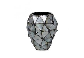 Pot Mother of Pearl D17 H24 - Zilver/Blauw - Schelpenvaas
