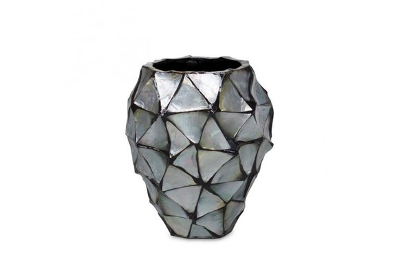 Pot Mother of Pearl D17 H24 - Zilver/Blauw - Schelpenvaas