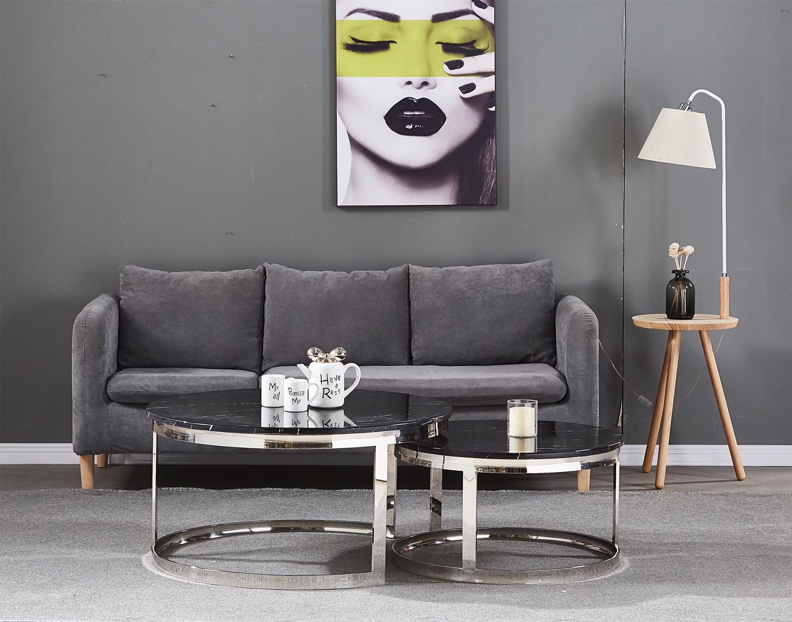 Salontafel Doblo Rond Marmer Zwart set van 2