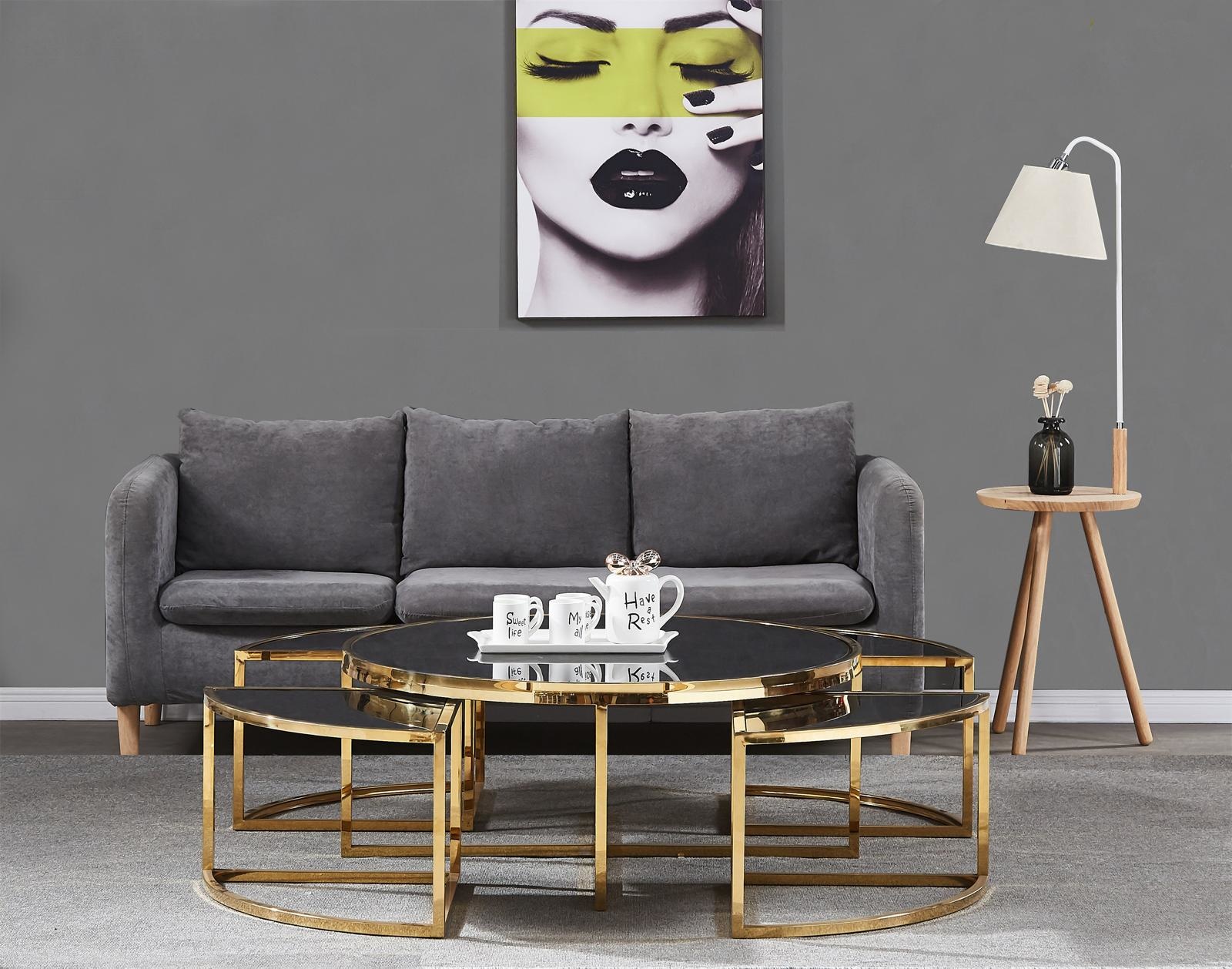 Salontafel Saba Goudkleurig - set van 5 - rond