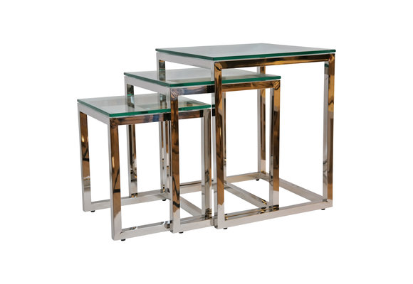 Bijzettafel Karl Zilver Set van 3