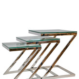 Bijzettafel Poro Zilver Set van 3