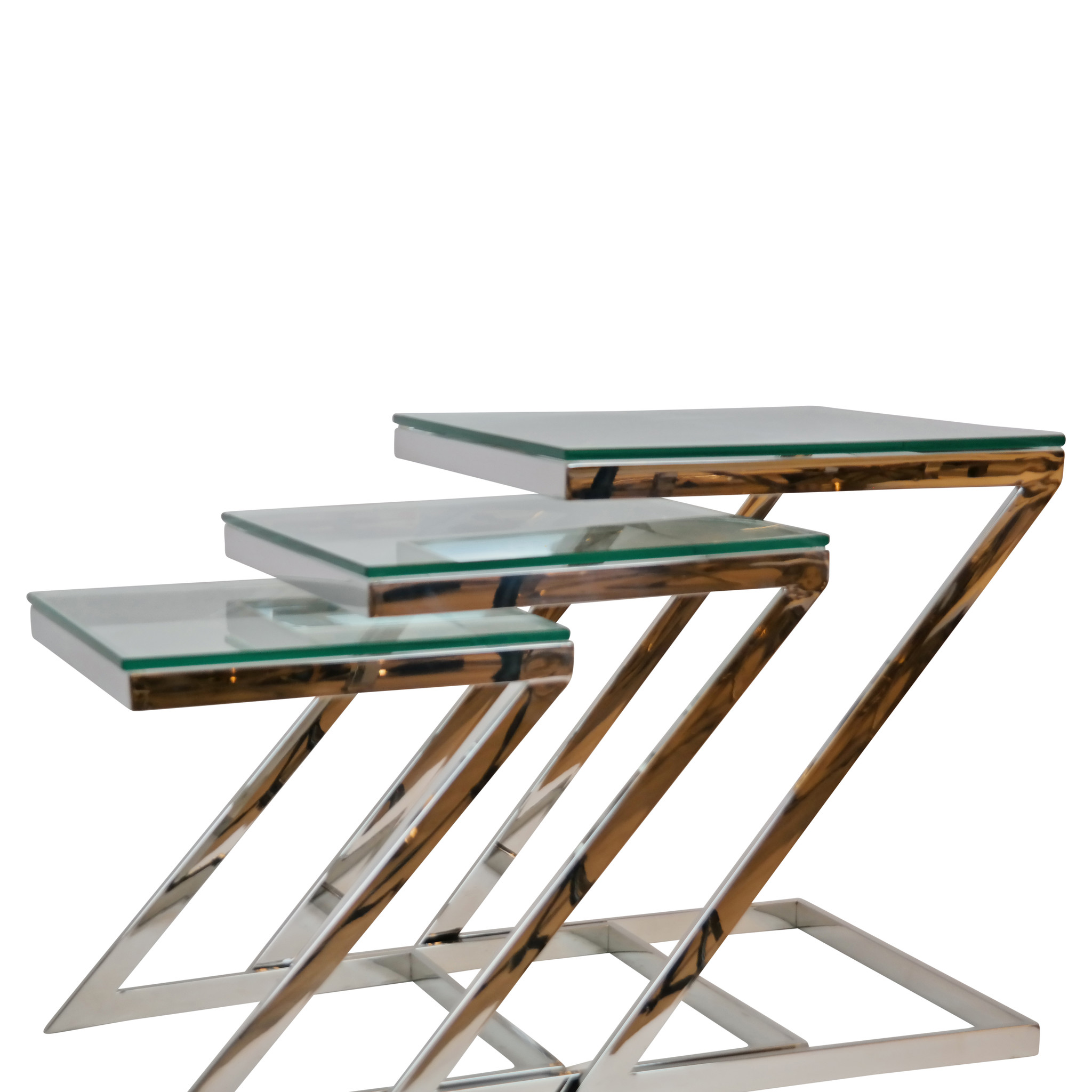 Bijzettafel Poro Zilver Set van 3