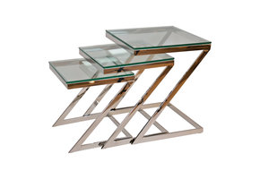 Bijzettafel Poro Zilver Set van 3