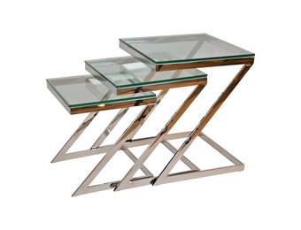 Bijzettafel Poro Zilver Set van 3