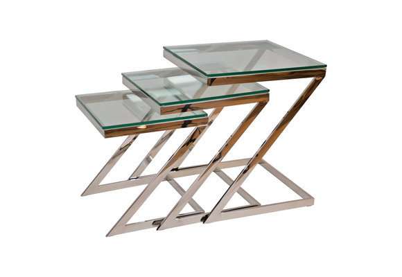 Bijzettafel Poro Zilver Set van 3