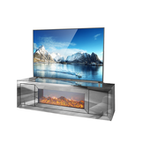 Tv-meubel Oslo Spiegelglas - Antraciet - incl. elektrische sfeerhaard