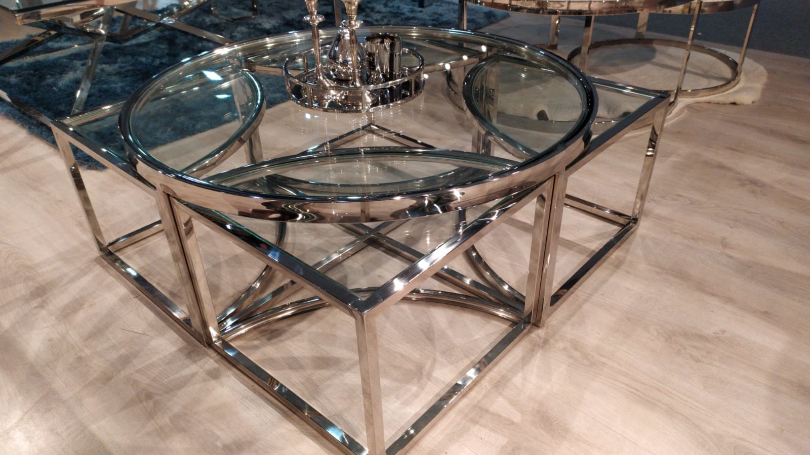 Salontafel Saba Zilverkleurig  - set van 5 - rond