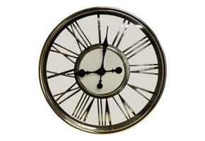 Klok Romy  Zilver - Romeinse cijfers - 44  CM - Kunstof