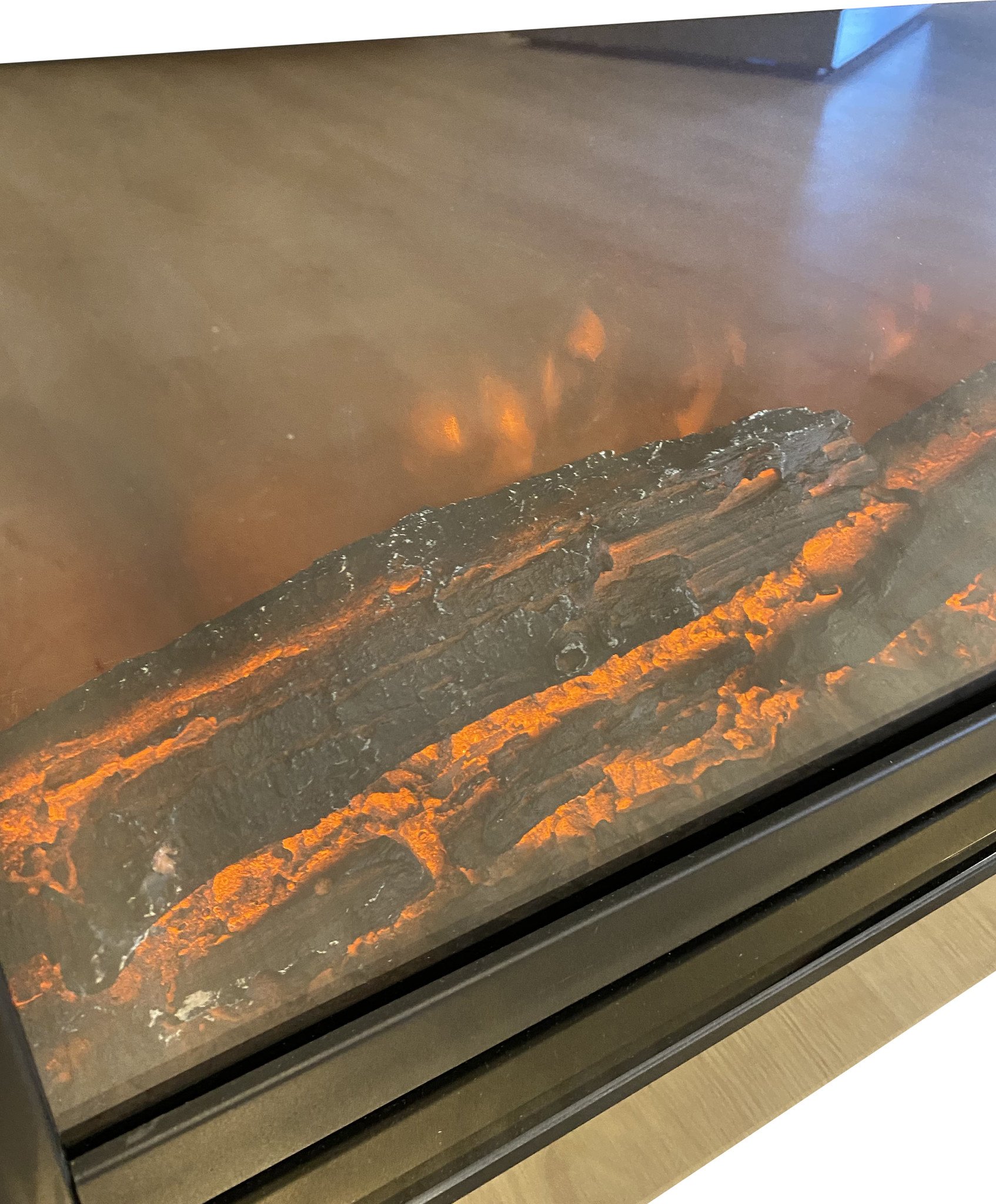 TV-Meubel Blocci Spiegel Sepia met ingebouwde sfeerhaard